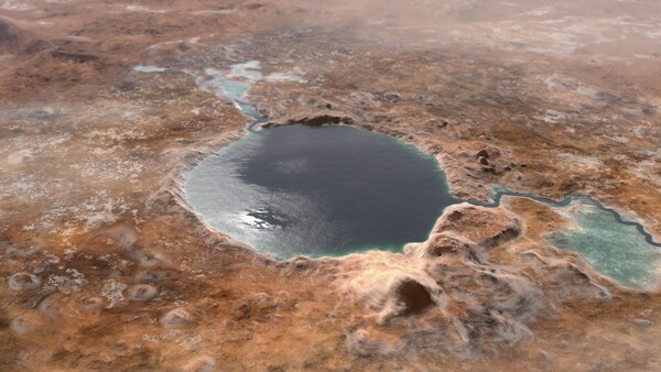 Foto de um antigo lago de cratera como exemplo / Cortesia da NASA