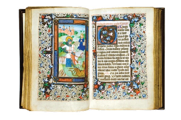 용과 싸우는 성 조지를 그린 기도서, 15세기